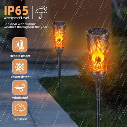 Solar Flame Torch Lights - Waterproof Outdoor LED Pathway