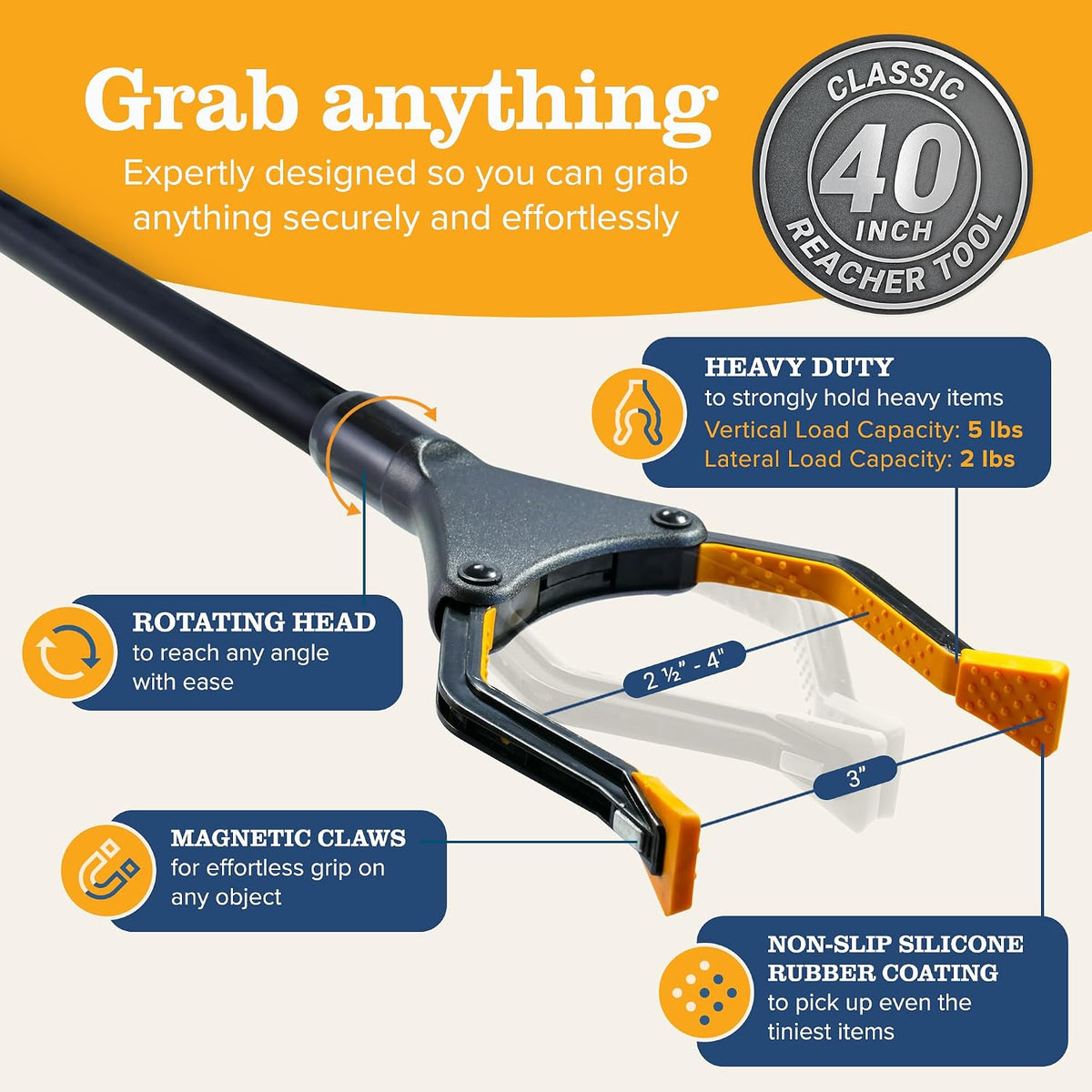 Premium Folding Grabber Reacher Tool – 26 to 48 inch Options
