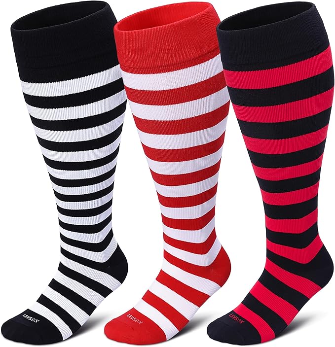 Plus Size Compression Socks 15-20 mmHg Wide Calf Knee High