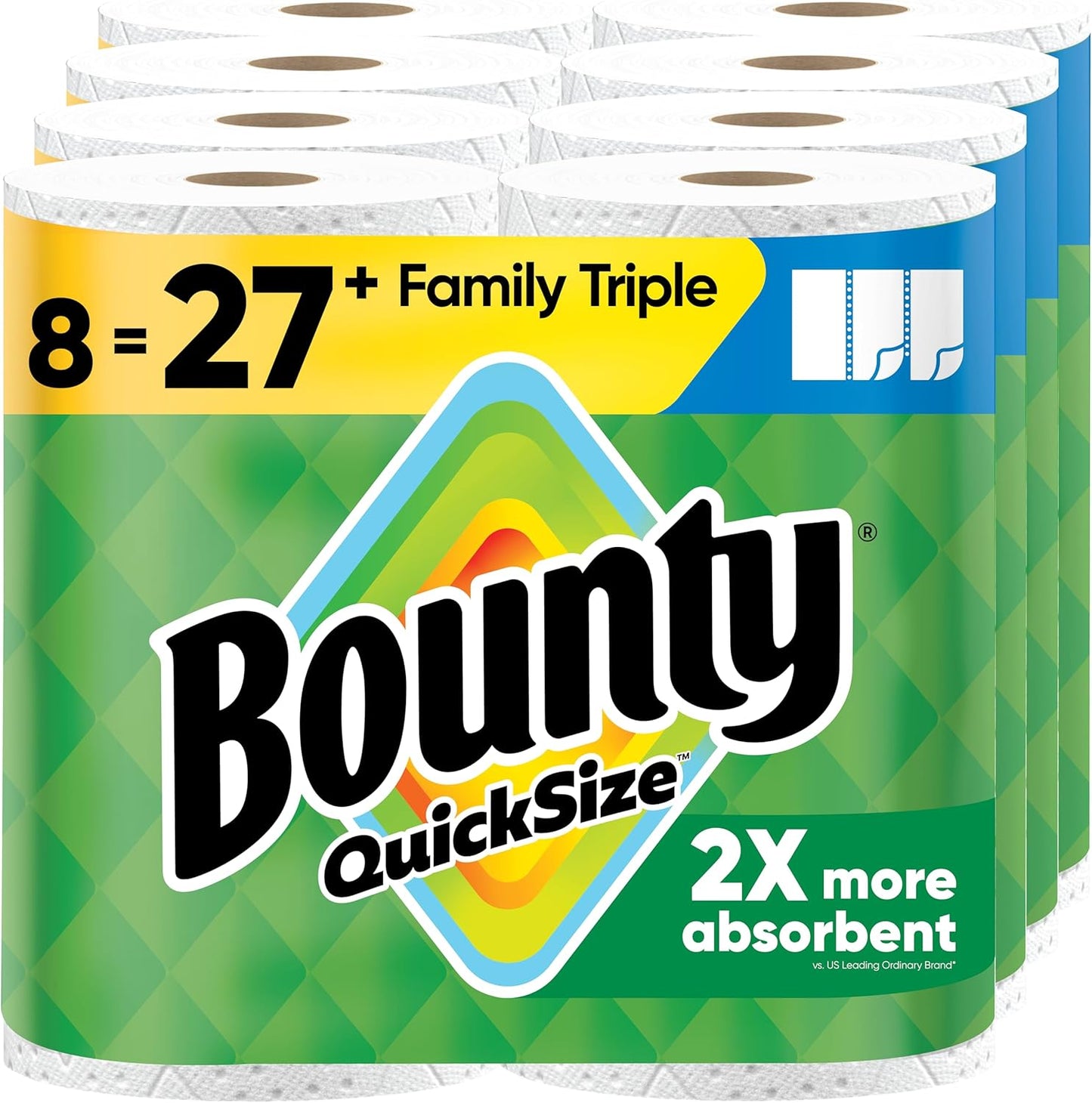 Quick-Size Paper Towels - 8 Family Triple Rolls White