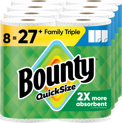 Quick-Size Paper Towels - 8 Family Triple Rolls White