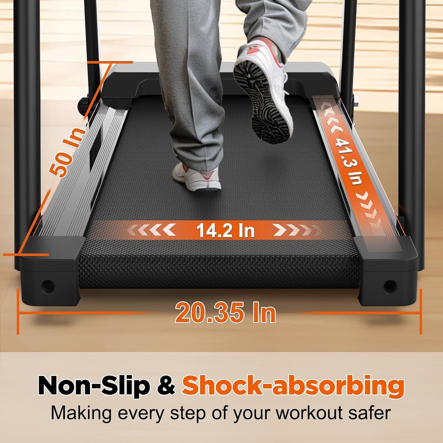 Walking Treadmill with Extended Handrails & APP Control