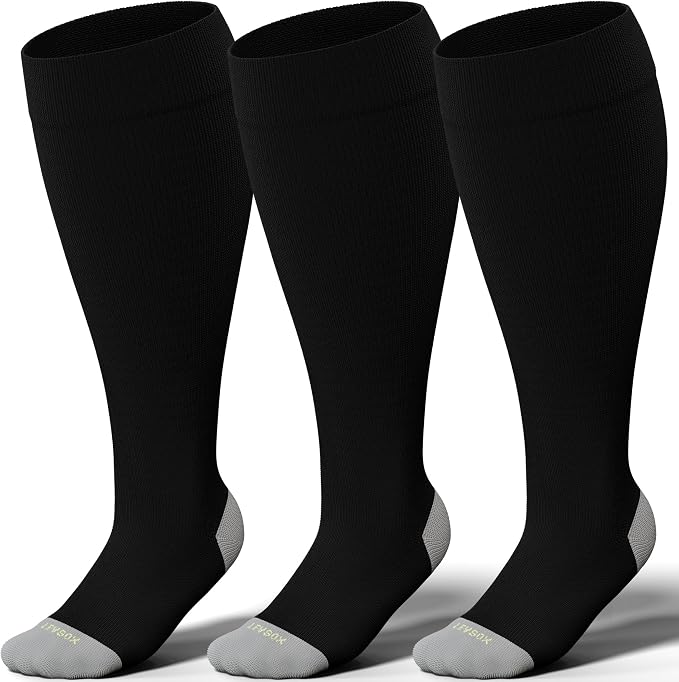 Plus Size Compression Socks 15-20 mmHg Wide Calf Knee High