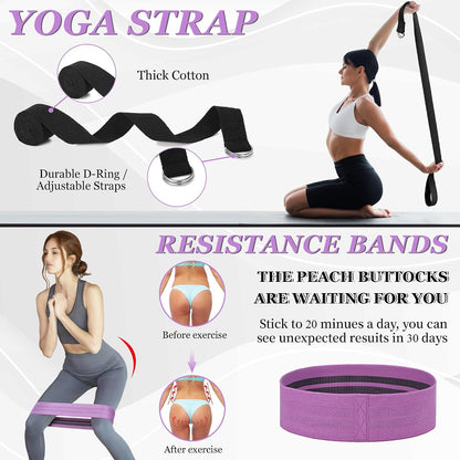 Complete Yoga Wheel Set with Blocks, Strap & Massage Ball