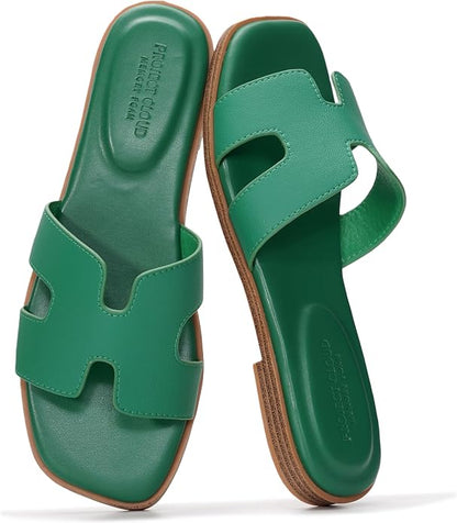 Genuine Leather Sandals with Memory Foam Insole for Women