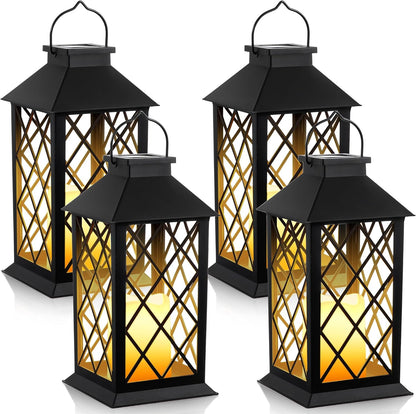Solar Hollow Lanterns with Flickering LED Candle Light