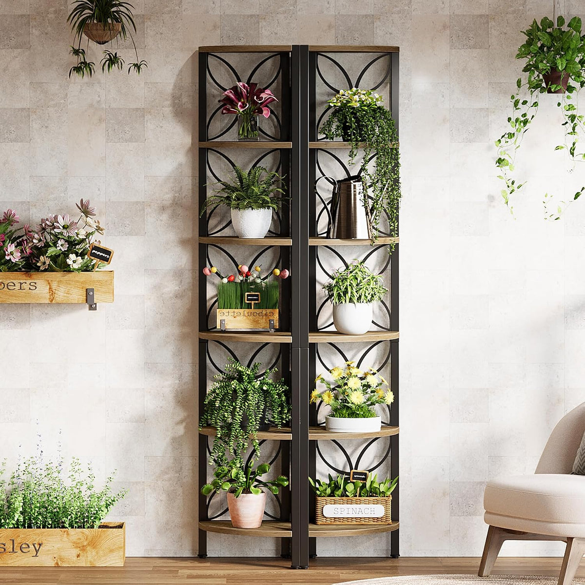 6-Tier Corner Shelf - Space-Saving Vertical Storage Tower