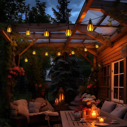 Solar String Lights – Flickering Flame Outdoor Patio Lights