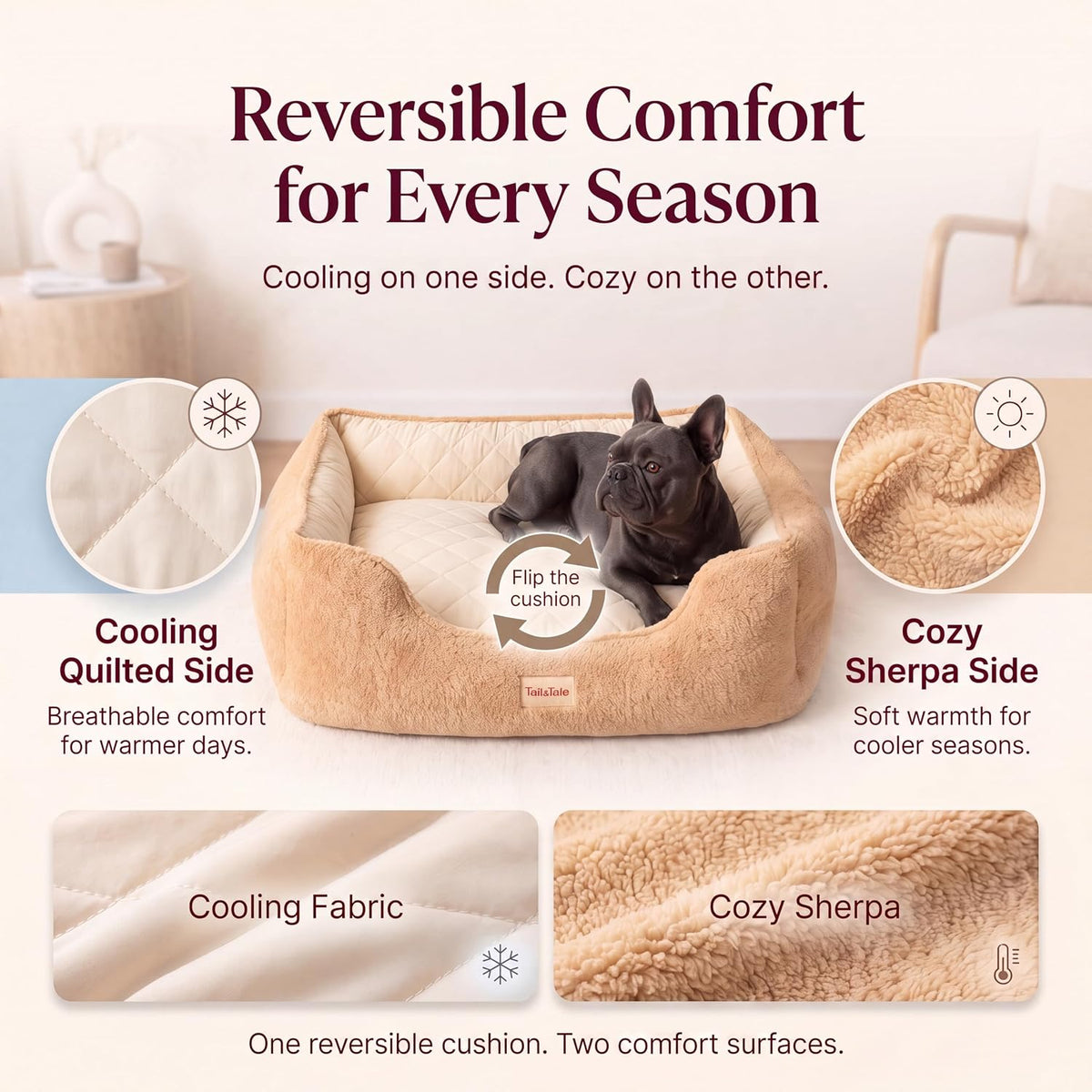 Cooling Orthopedic Memory Foam Dog Bed - Washable Cover