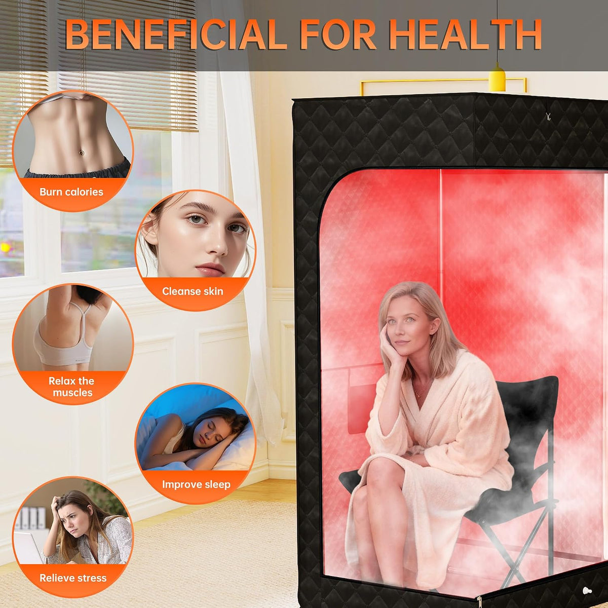 Portable Infrared Sauna with Red Light Therapy & Steam