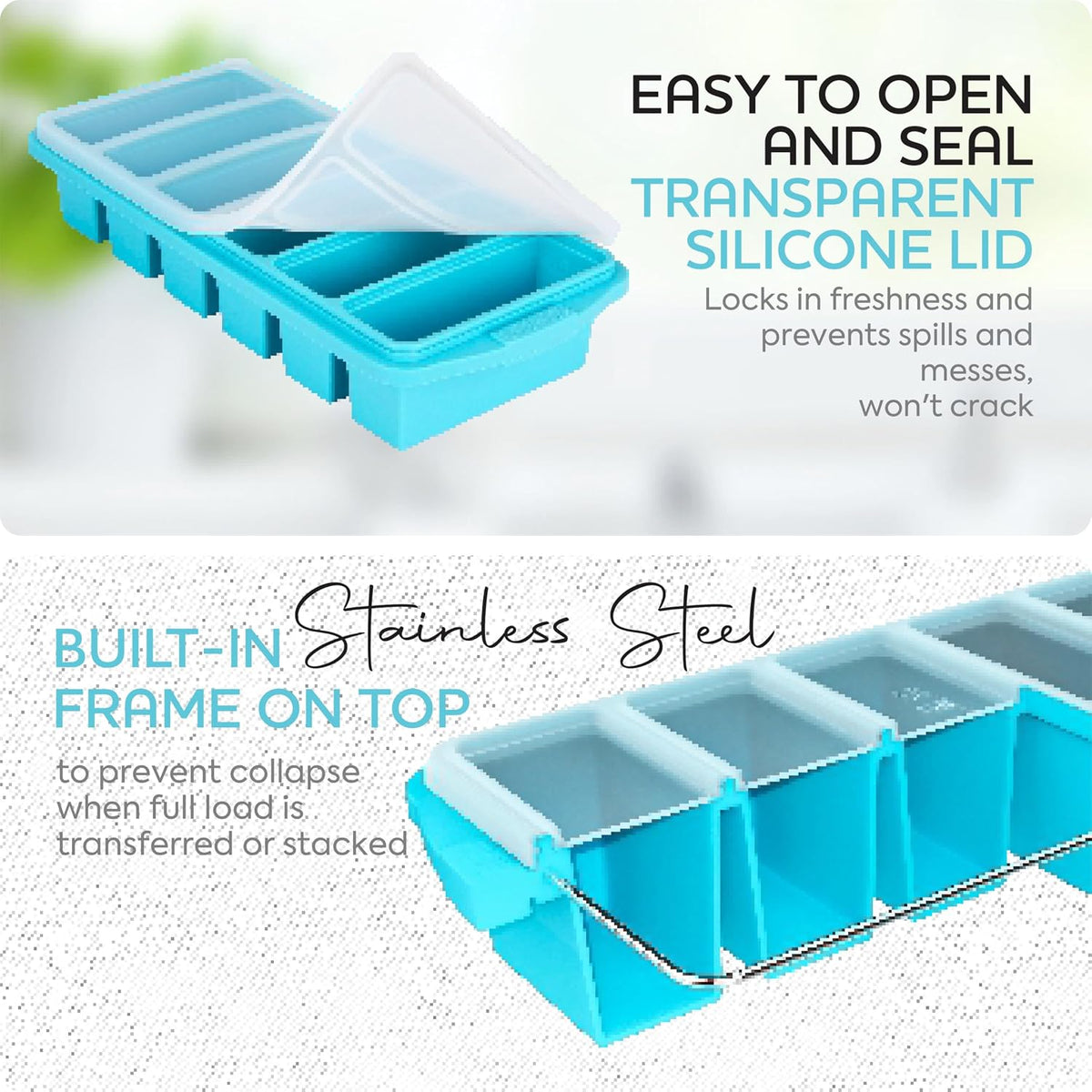 Silicone Freezer Tray with Lid - Multi-Portion Meal Prep