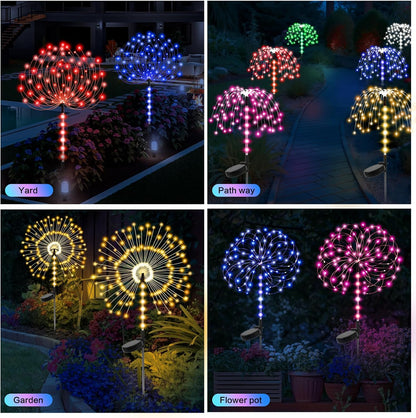 Solar Firework Lights - Outdoor Garden Stake Decor (2-Pack)