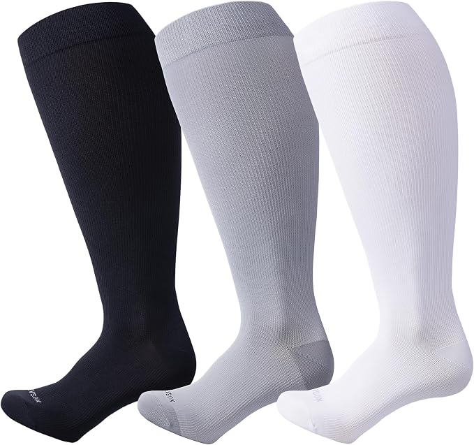 Plus Size Compression Socks 15-20 mmHg Wide Calf Knee High