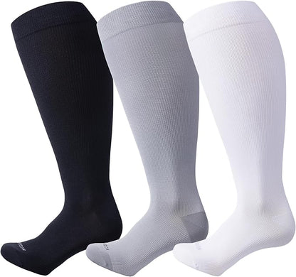 Plus Size Compression Socks 15-20 mmHg Wide Calf Knee High