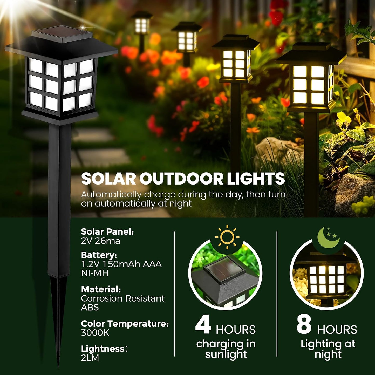 Solar Pathway Lights Outdoor Waterproof LED Garden Decor