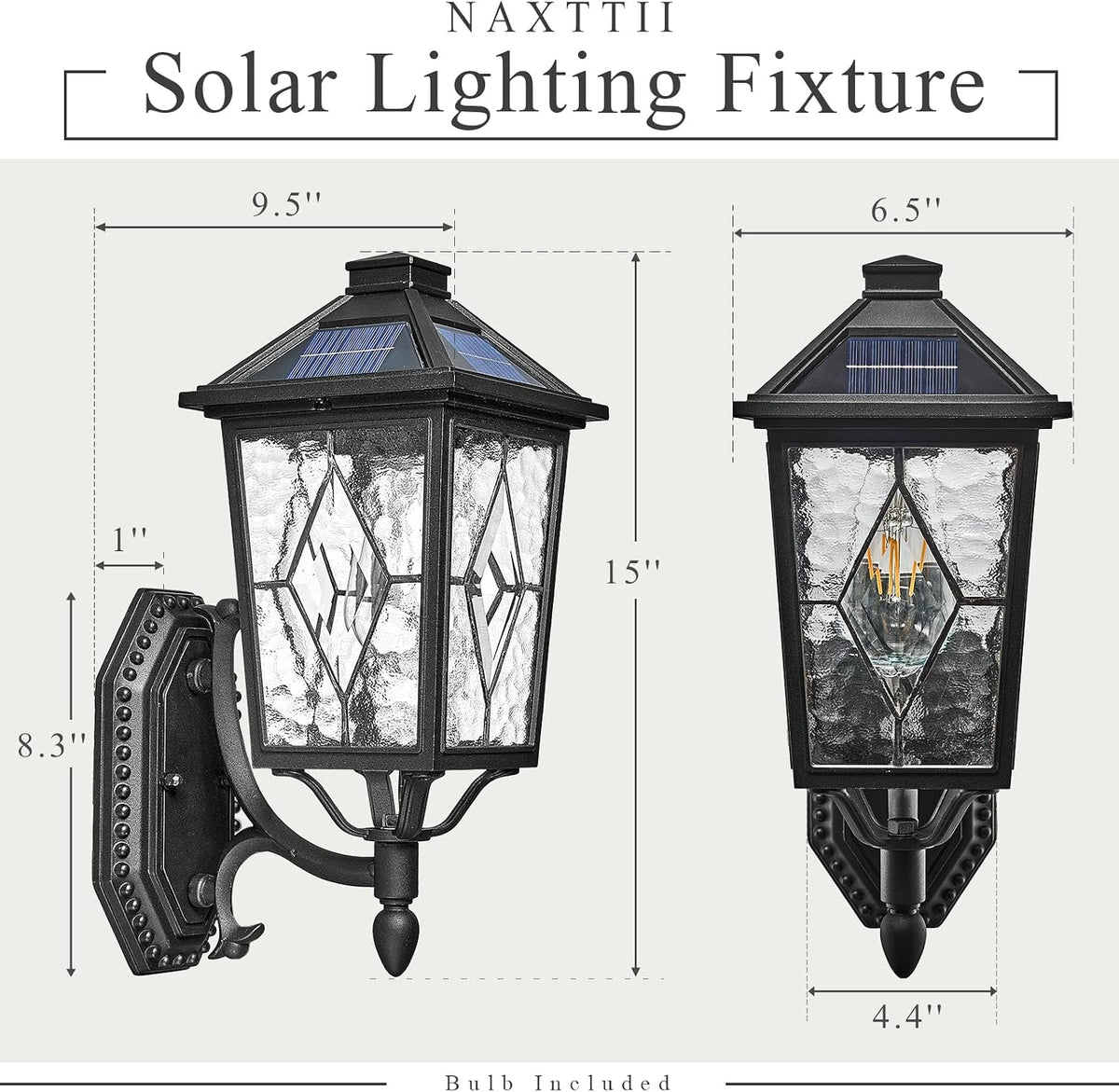 Solar Outdoor Wall Lamp with Water Ripple Glass & Remote