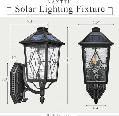 Solar Outdoor Wall Lamp with Water Ripple Glass & Remote