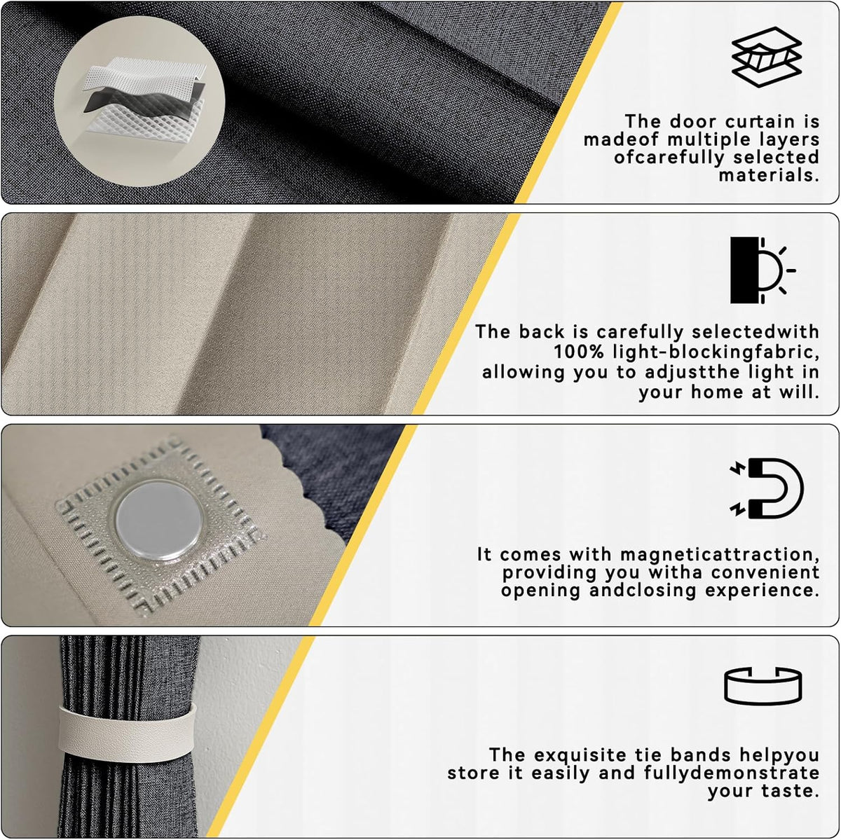 100% Blackout Accordion Door Curtain - Adhesive Track Install