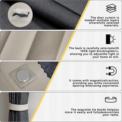 100% Blackout Accordion Door Curtain - Adhesive Track Install