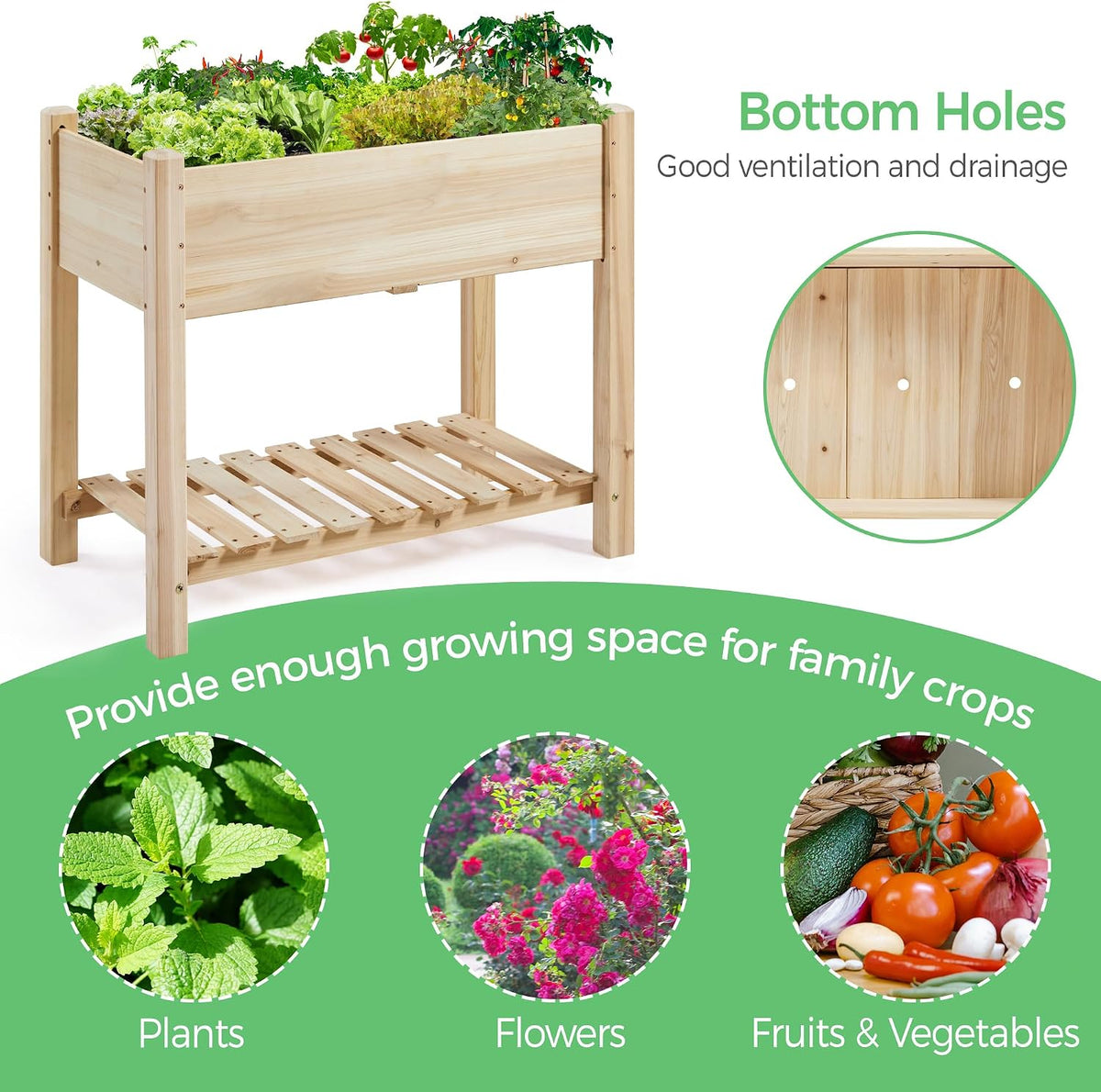 Elevated Wooden Raised Garden Bed with Legs | Multiple Sizes