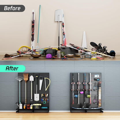Freestanding Pegboard Garden Tool Organizer Rack for Garage