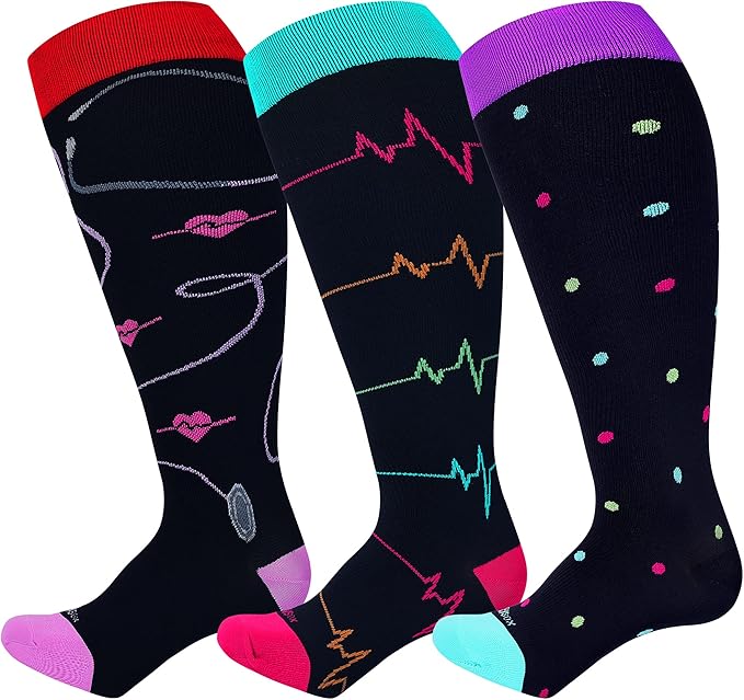 Plus Size Compression Socks 15-20 mmHg Wide Calf Knee High