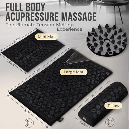 Acupressure Mat & Pillow Set with Mini Pad for Full Body