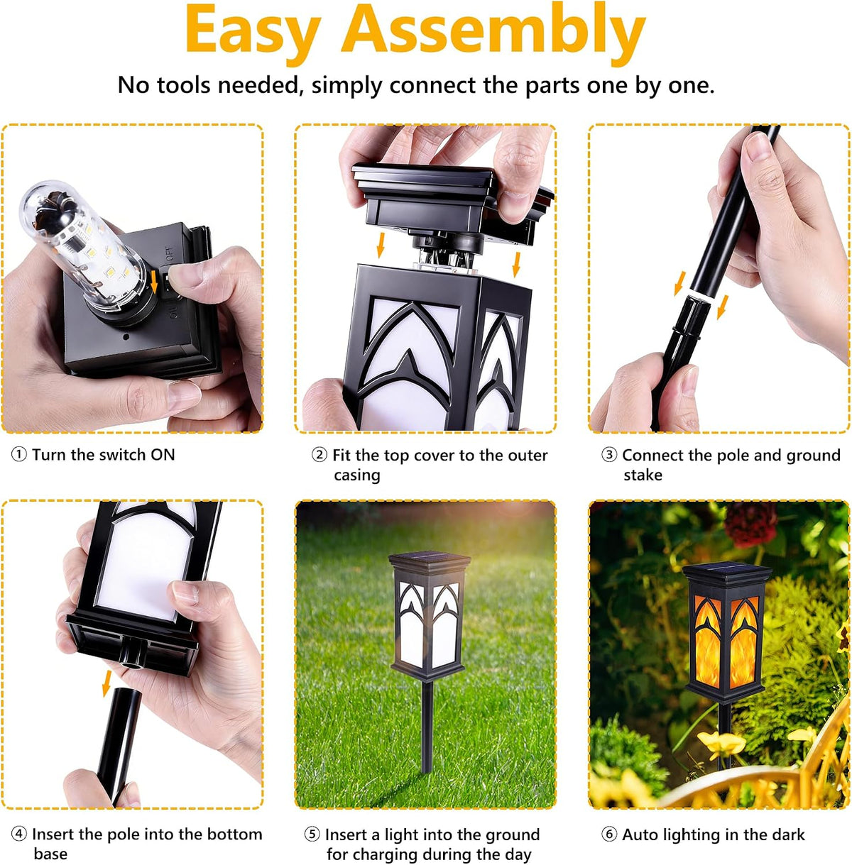 Solar Flame Torch Lights - Flickering LED Outdoor Lighting