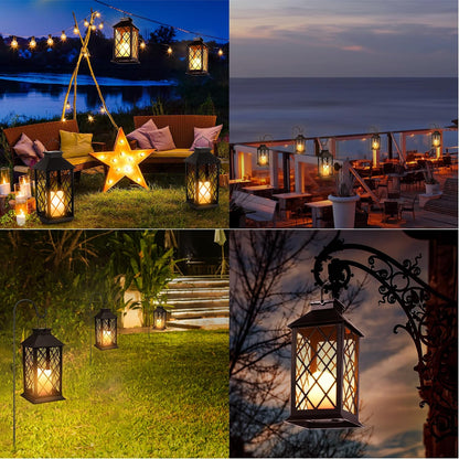 Solar Hollow Lanterns with Flickering LED Candle Light