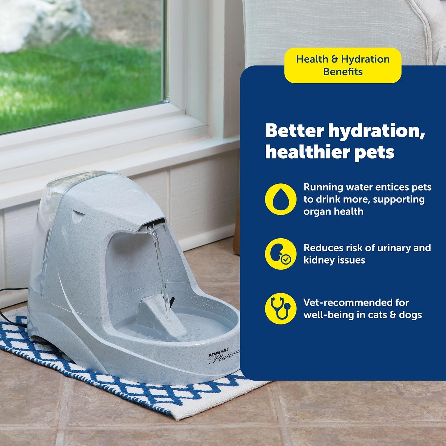 Premium Cat Water Fountain with Filtration System - 168 oz
