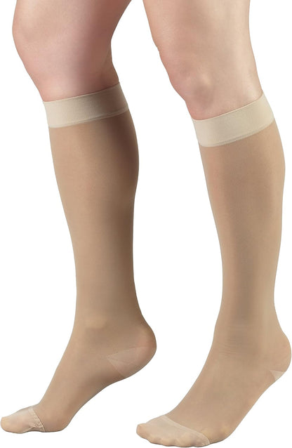 Sheer Compression Stockings 15-20 mmHg Knee High for Women