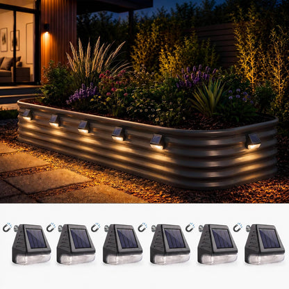 Magnetic Solar Lights for Raised Garden Beds - 6 Pack