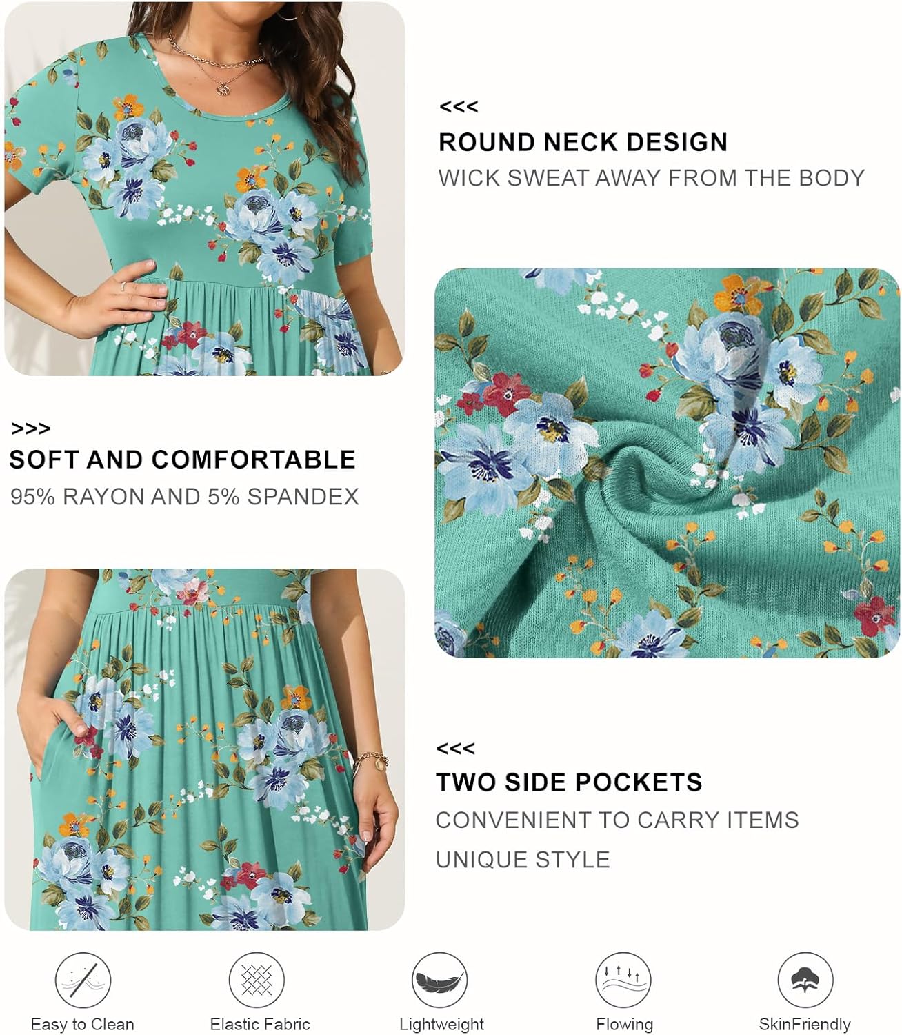 Plus Size Maxi Dress with Pockets - Breathable Summer Comfort