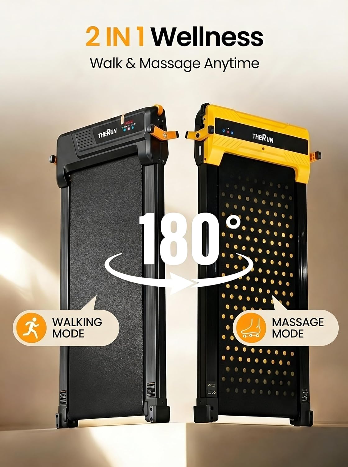 Dual-Sided Incline Massage Walking Pad with 5% Manual Incline