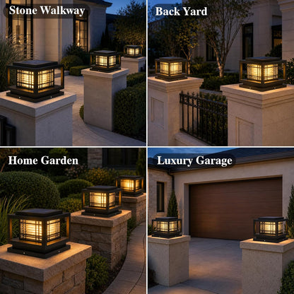 Solar Outdoor Column Lights - Modern Aluminum Post Cap Lights