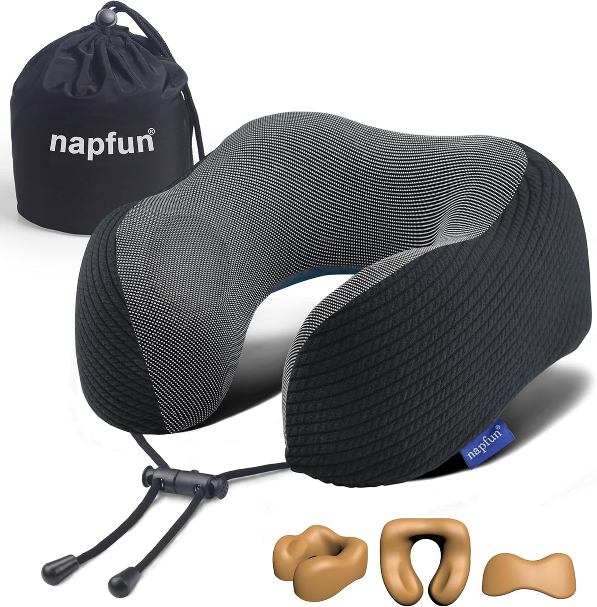 Pure Memory Foam Travel Neck Pillow for Airplane & Flight