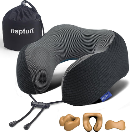 Pure Memory Foam Travel Neck Pillow for Airplane & Flight