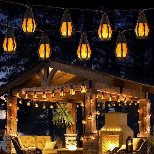 Solar String Lights – Flickering Flame Outdoor Patio Lights