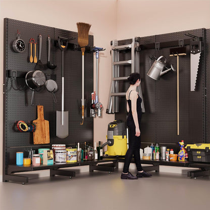 Freestanding Pegboard Garden Tool Organizer Rack for Garage