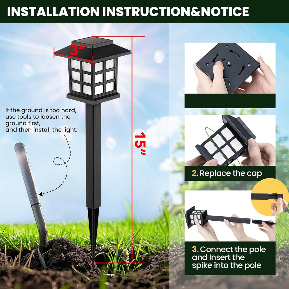 Solar Pathway Lights Outdoor Waterproof LED Garden Decor