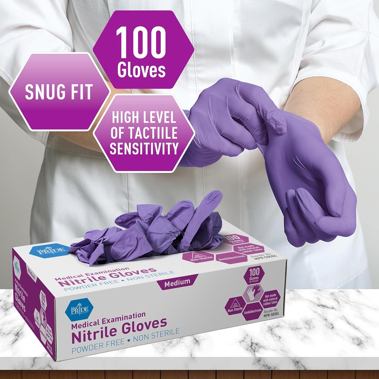 Premium Powder-Free Nitrile Exam Gloves | Pack of 100 or 1000