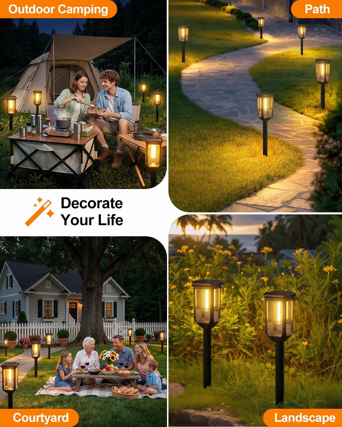 Solar Pathway Lights Outdoor - 8 Pack Garden Lighting