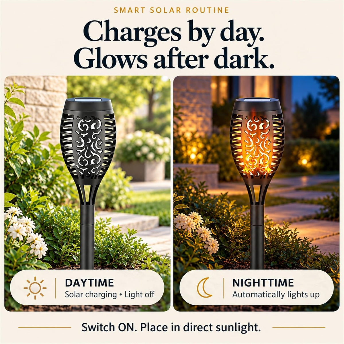 Solar Flickering Flame Torch Lights for Outdoor Pathway
