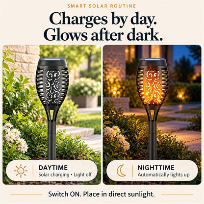 Solar Flickering Flame Torch Lights for Outdoor Pathway