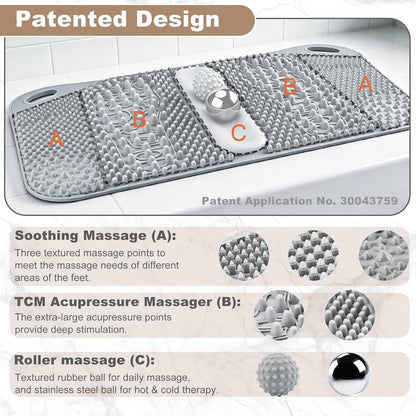 Acupressure Foot Massage Mat with Reflexology Zones & Balls