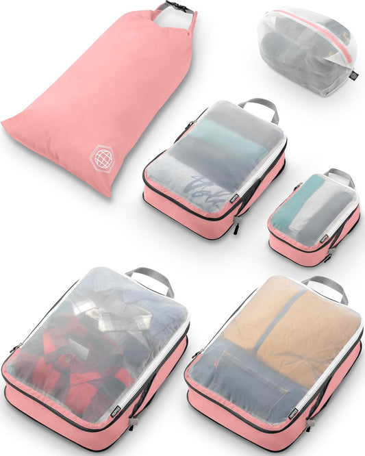 Large Compression Packing Cubes 6-Piece Set with Mesh