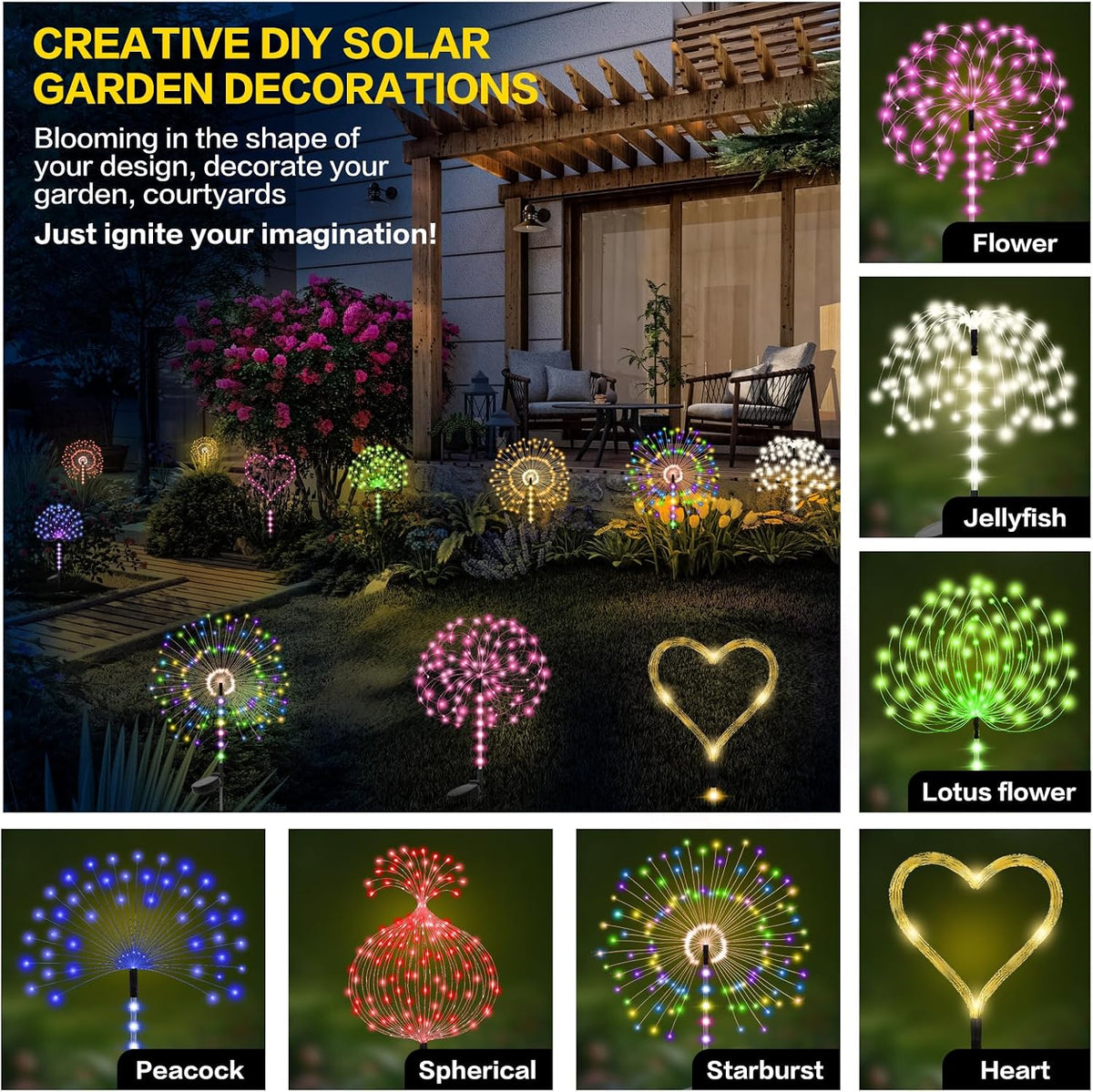 Solar Firework Lights - Outdoor Garden Stake Decor (2-Pack)