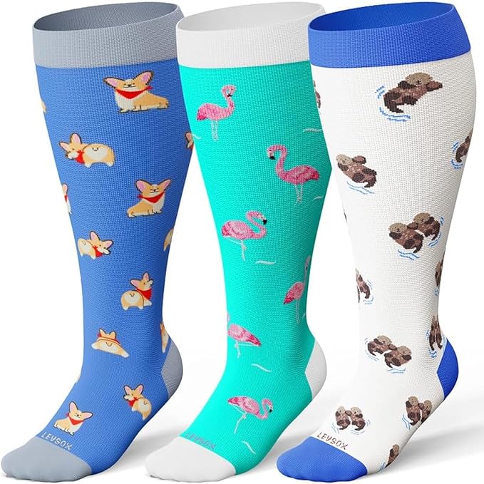 Plus Size Compression Socks 15-20 mmHg Wide Calf Knee High