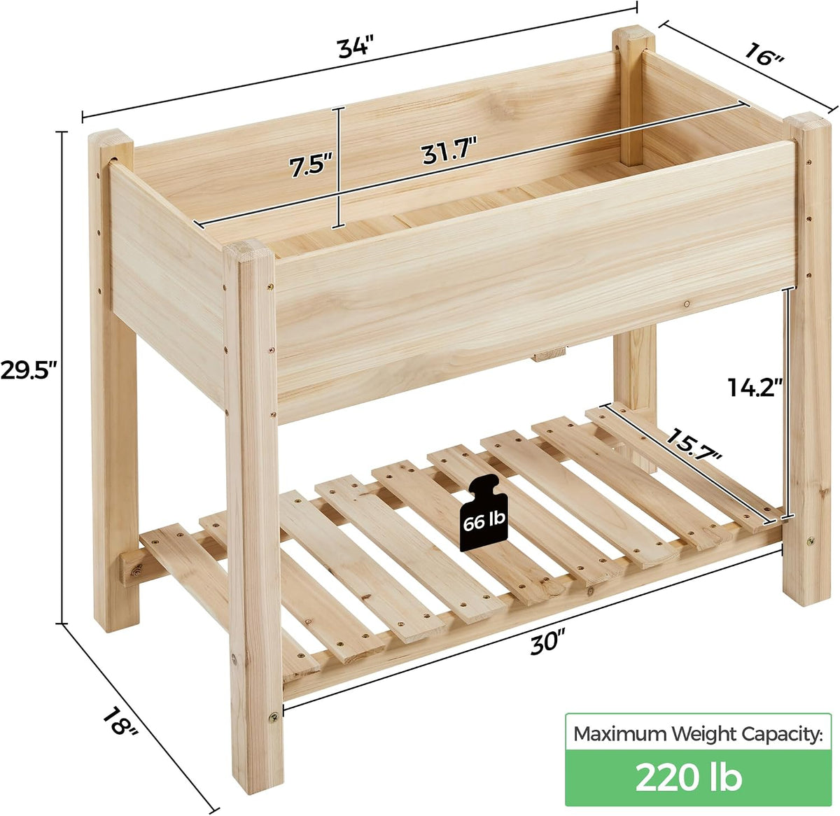 Elevated Wooden Raised Garden Bed with Legs | Multiple Sizes