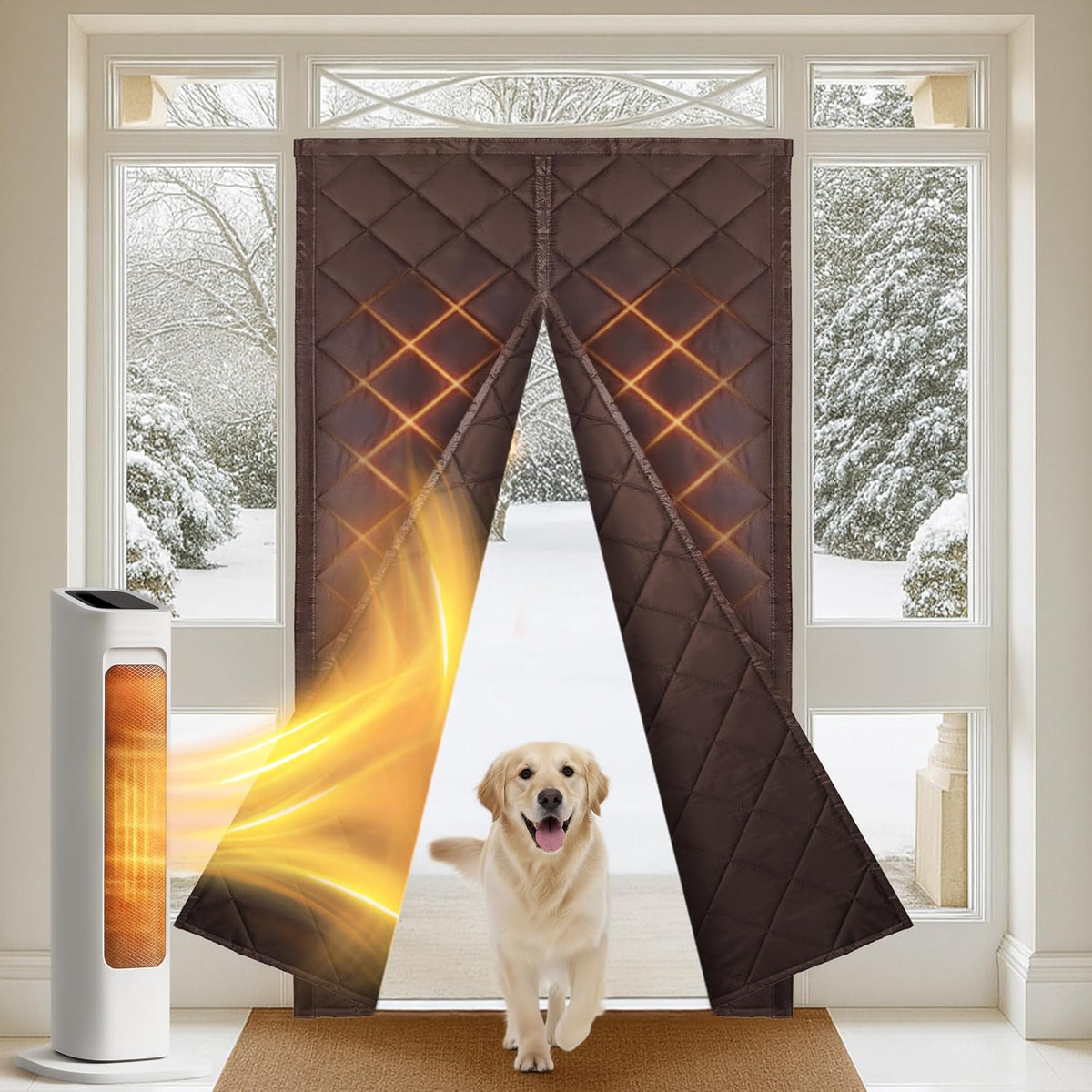 Magnetic Thermal Insulated Door Curtain – Triple Layer